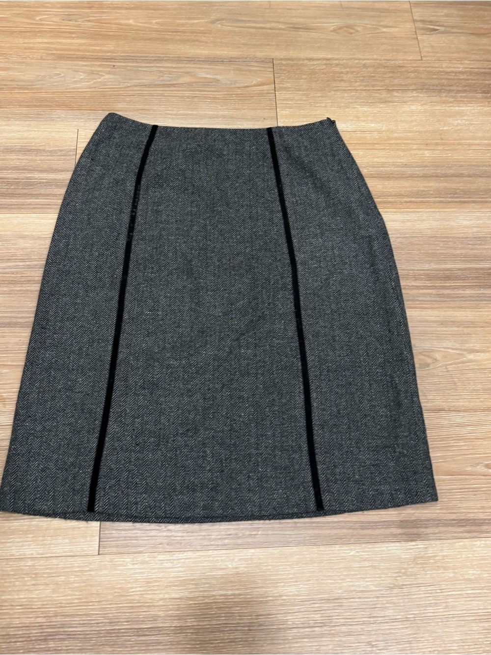 Van Heusen Dark Gray Herringbone Straight Skirt